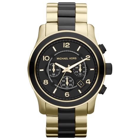 michael kors mens watch black and gold